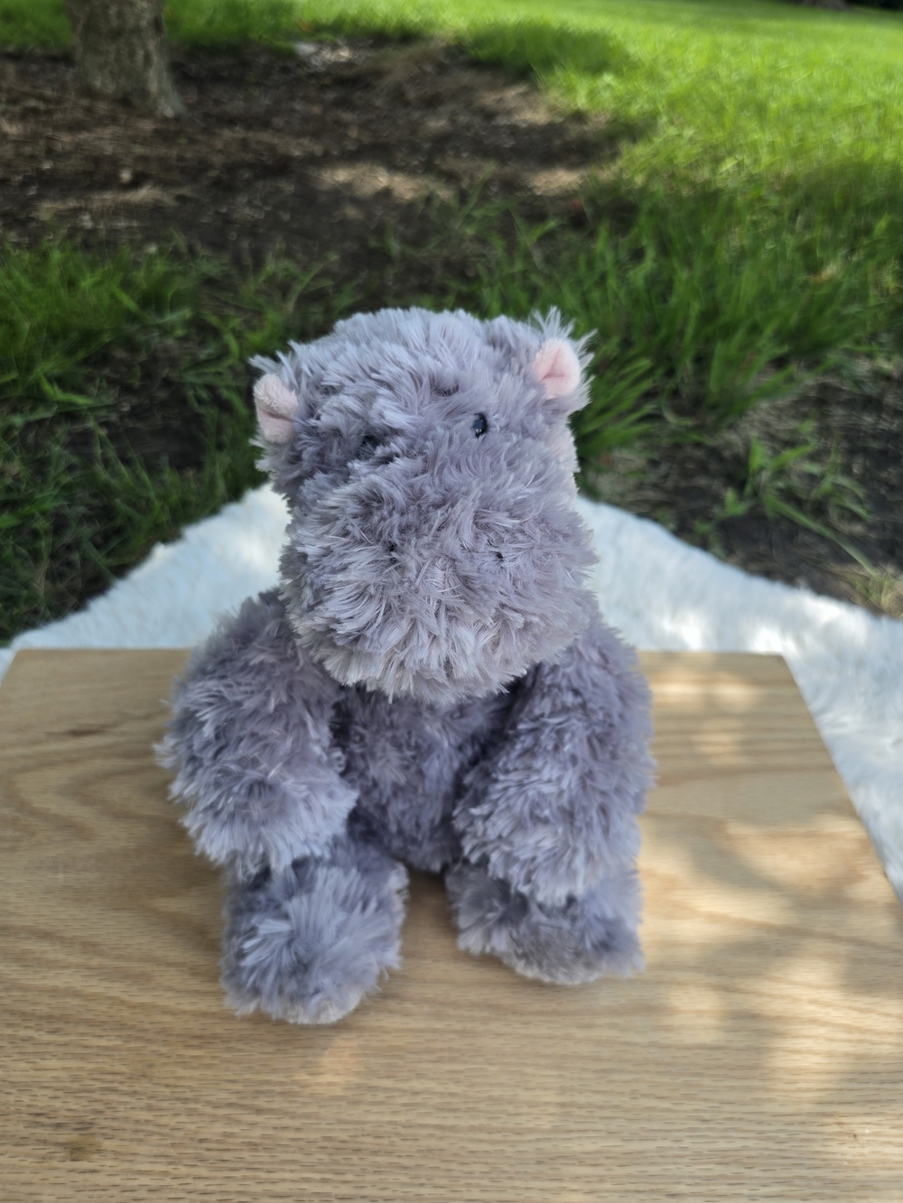 Plush Gray Hippo Stuffed Animal — Soft Cuddly Toy